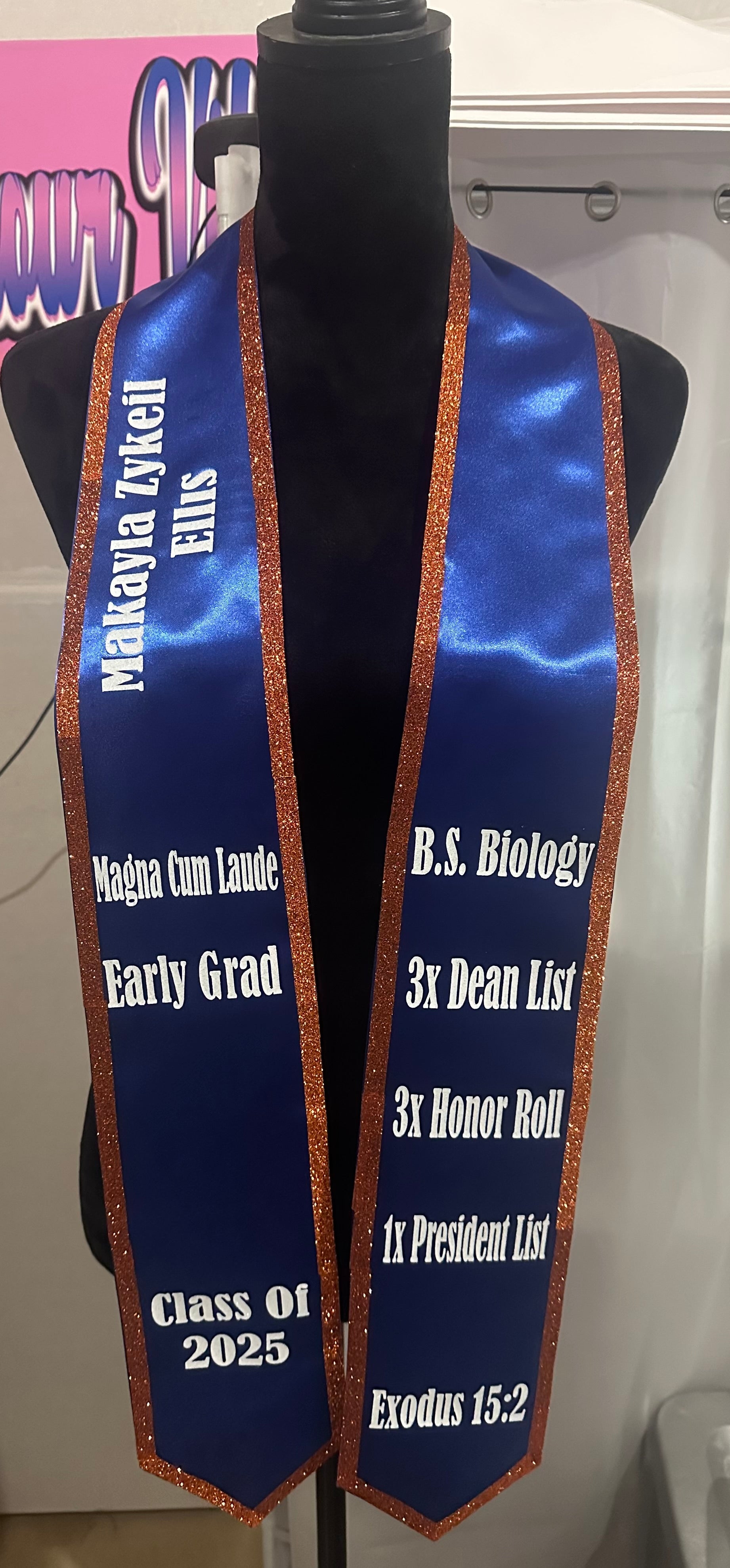 ✨ Glitter Vinyl Custom Graduation Stole
