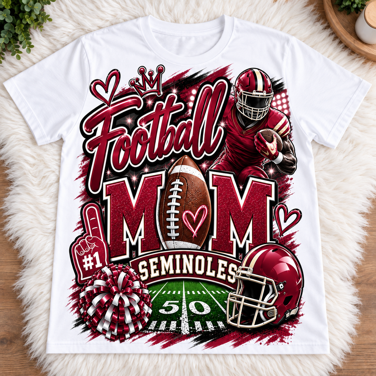 Football Mom Seminoles Oversized Center Sublimation Shirt